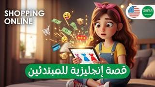 تعلم الإنجليزية بالقصص مع الترجمة العربية للمبتدئين  (A1–A2) التسوق أونلاين